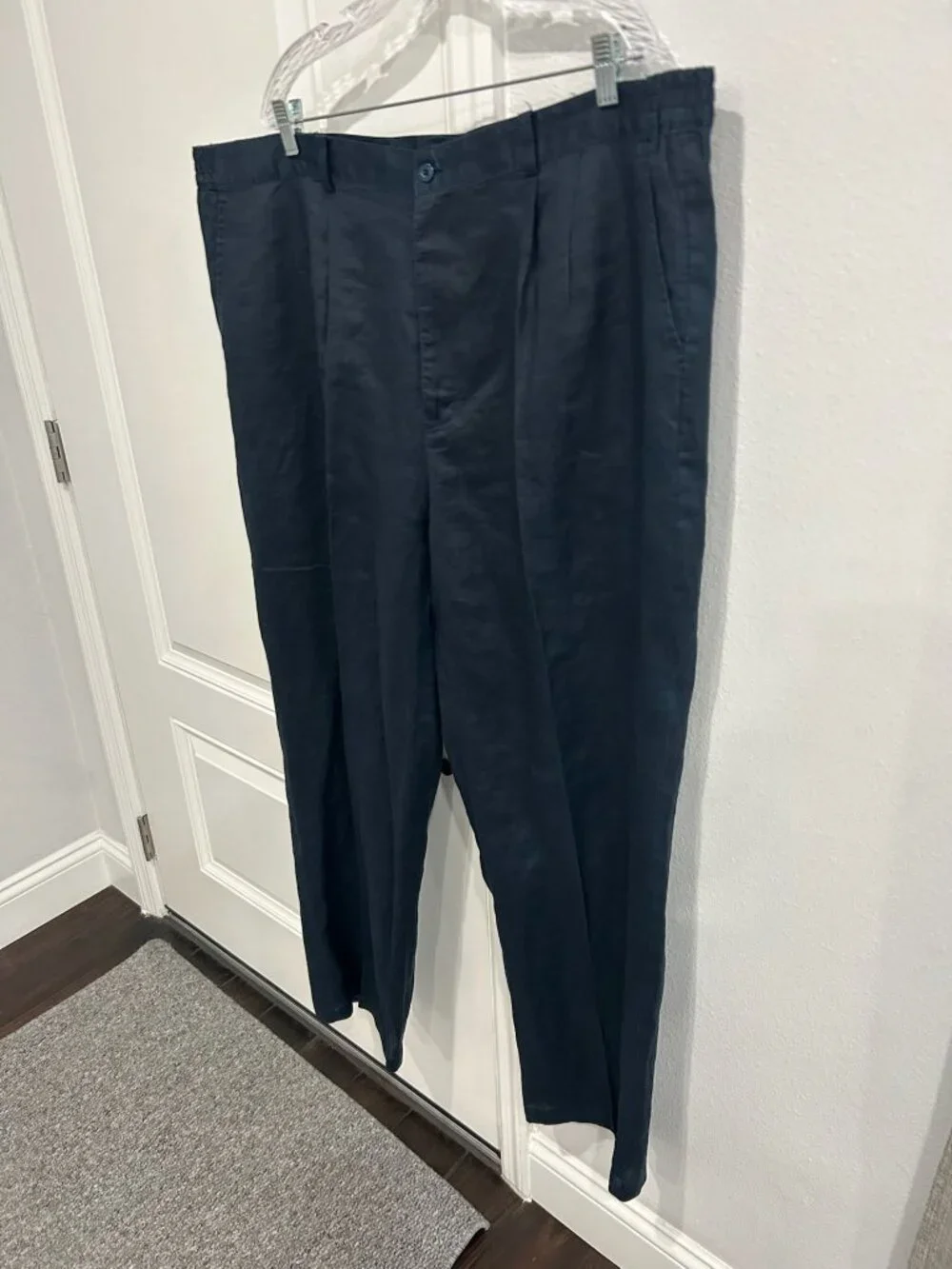 Godbody Collection 2XL Navy Linen Pants Pleated Elastic Waist Nomadcore Vintage